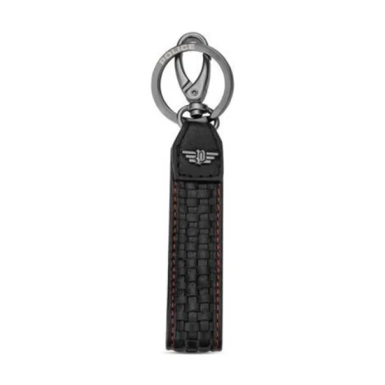 Police Cleste Mens Leather Keyring W/ Braids